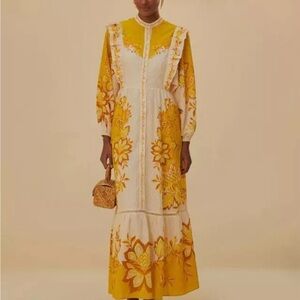 Farm Rio Off White Aura Floral Maxi Dress